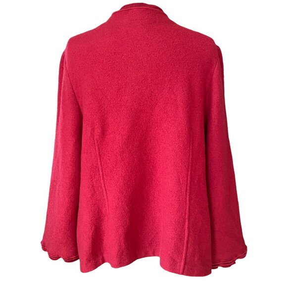 Geiger Austrian Boiled Wool Jacket Cherry Red Ruffles Party Holiday Sz XXL - Picture 7 of 8